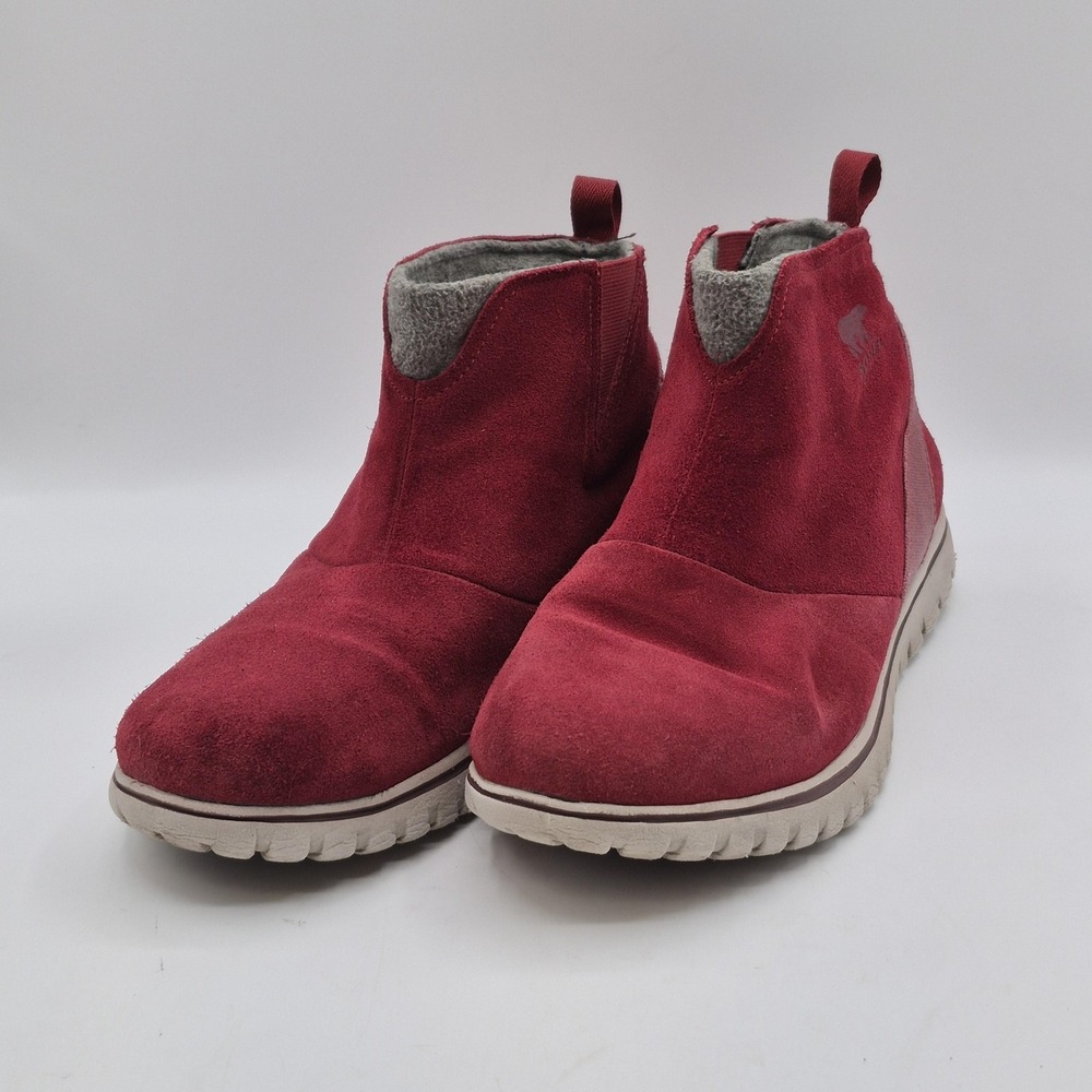 Sorel‎ Boots Womens Size 11 Red Suede Ankle Slip On Fleece Lined Warm NL2746-611 - Picture 5 of 11